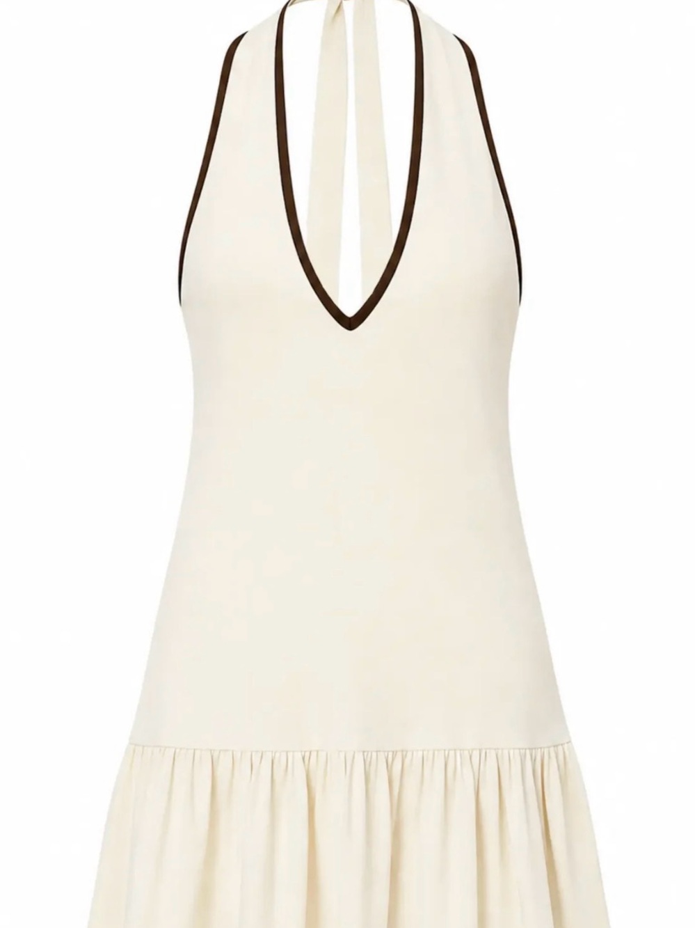 Baobab Cream Mini Dress with a Brown Trim